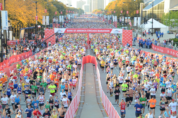A Maratona de Chicago acontece sempre em outubro. O clima da cidade é imprevisível. Os maratonistas já correram desde um sol de rachar em um ano até temperaturas negativas em outro (Foto: Reprodução Site Oficial)