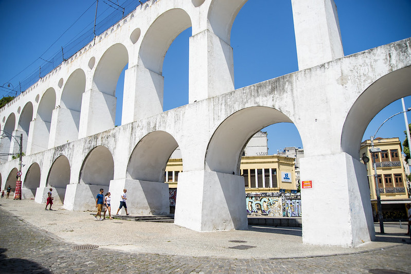 Foto dos arcos da Lapa, no Rio de Janeiro