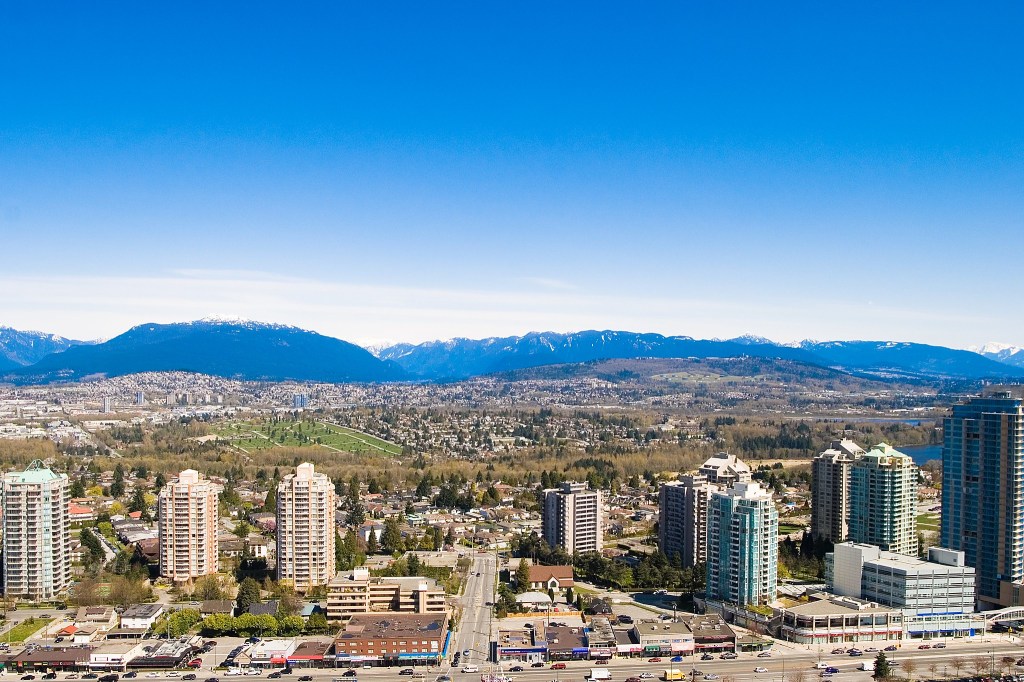 Vista aérea da cidade de Burnaby, perto de Vancouver